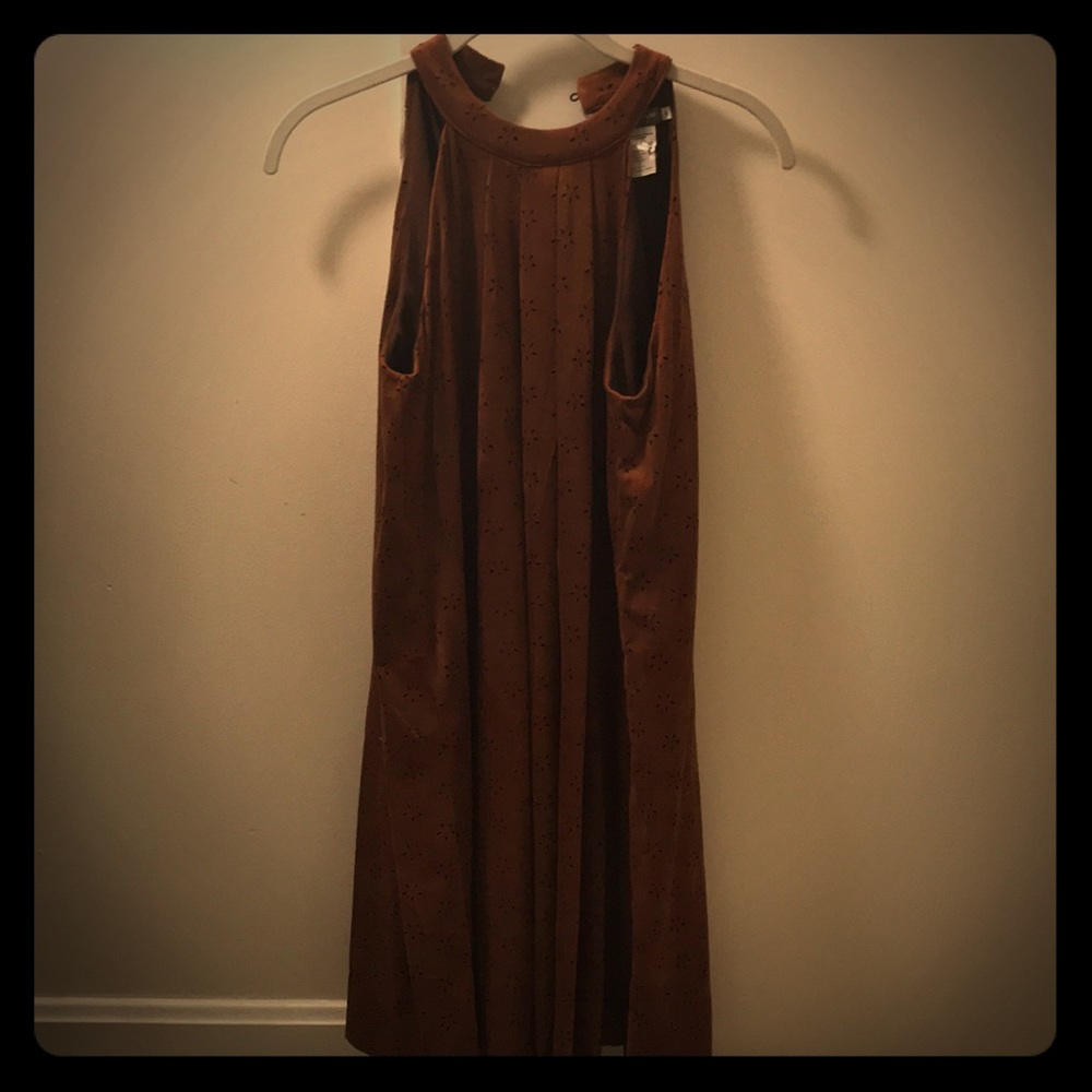 Earthbound Mini Brown Halter Dress